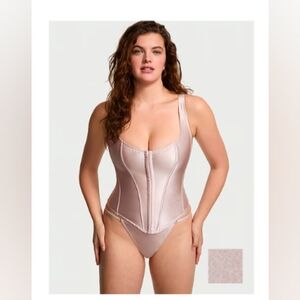 Victoria's Secret Very Sexy Classic Silk Corset Set Cream Size XL